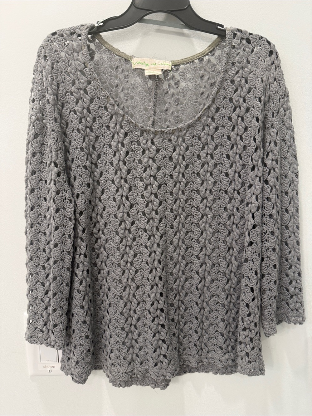 Staring at Stars Gray Crochet Knit Women’s Top Size Small